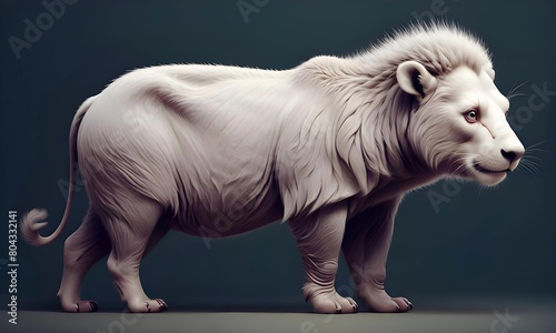 closeup photo  illustration of a fat white lion   AI generated illustration