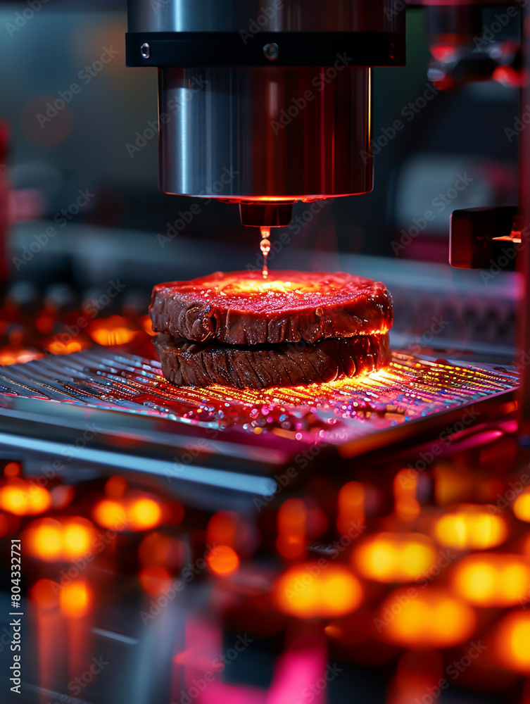 Lab reveals the precision engineering of a plantbased steak its texture and flavor perfected in a quest for sustainable crueltyfree food solutions. Generative ai.