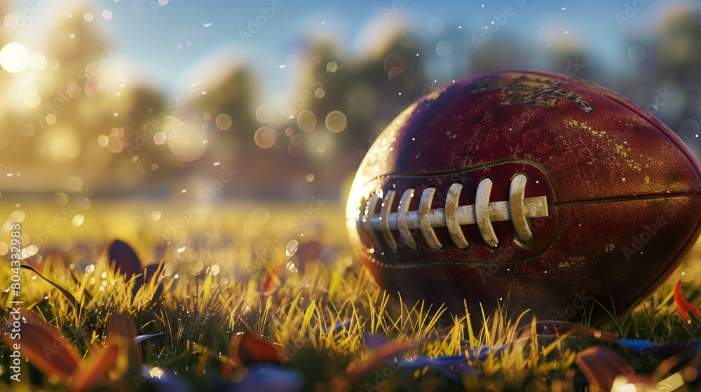 A football is laying on the grass in a field A football is laying on the grass in a field