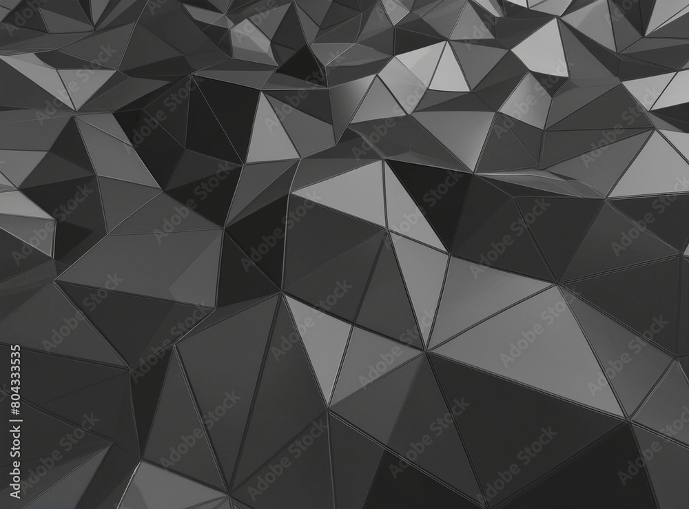 Fototapeta premium 3d illustration of black abstract crystal background triangular texture wide panoramic