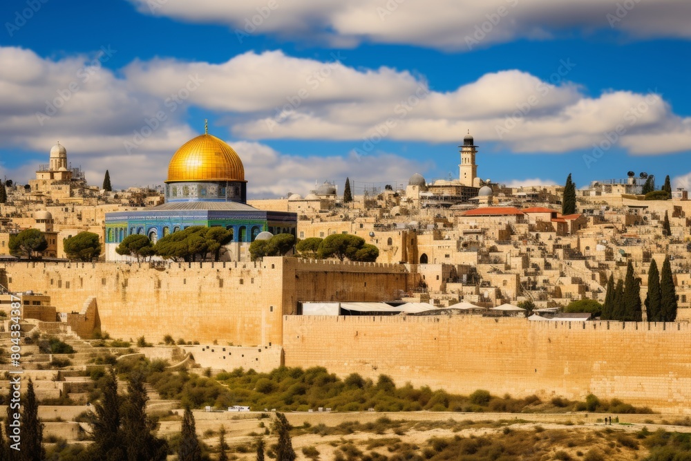 View of Old City of Jerusalem With Dome of the Rock