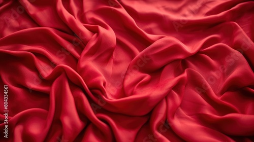 Red crumpled paper texture in low light background