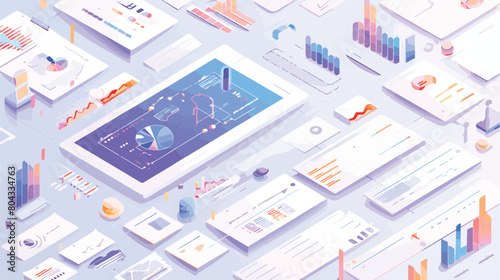 Infographic isometric vector graph elements. Data a