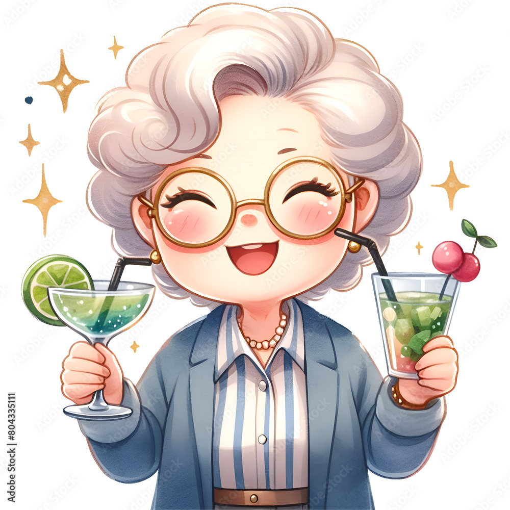 Cute Grannies Clipart, Watercolor Funny Old Lady Clipart, Granny ...