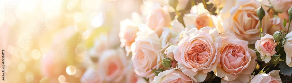 A beautiful bouquet of pink roses with morning dew on the petals A beautiful bouquet of pink roses with morning dew on the petals
