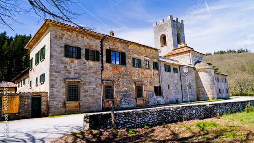 Abbazia di San Lorenzo a Coltibuono a Gaiole in Chianti. Siena, Italia