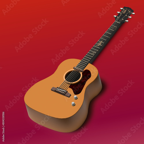AcousticGuitar 3D icon with background  photo