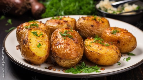 Baked potatoes in a plate
