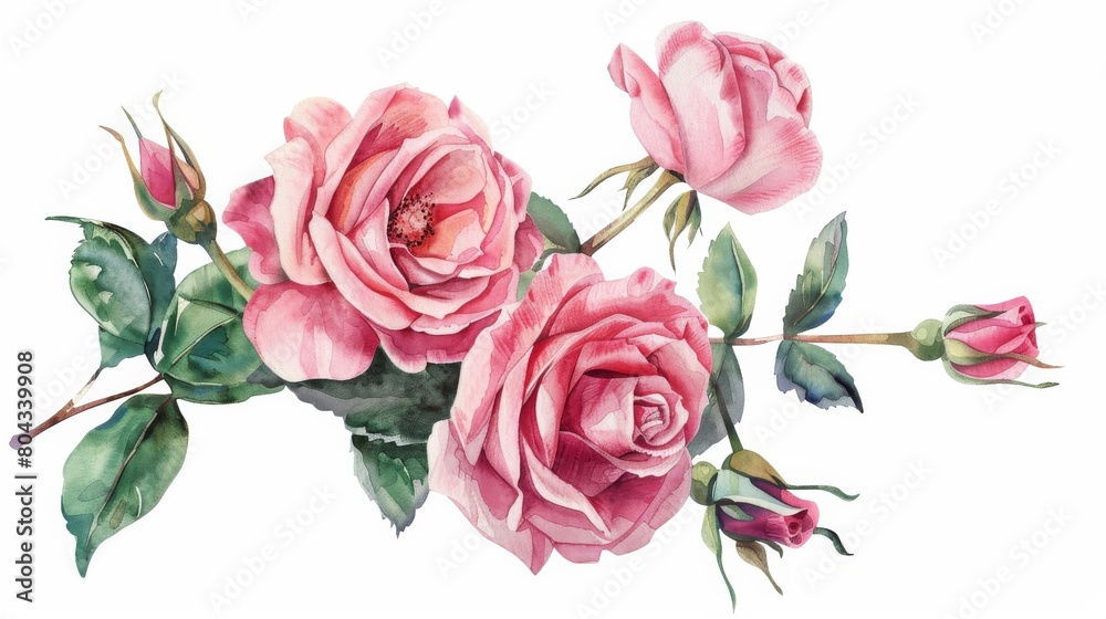 Pink rose flower bouquet isolated on white background