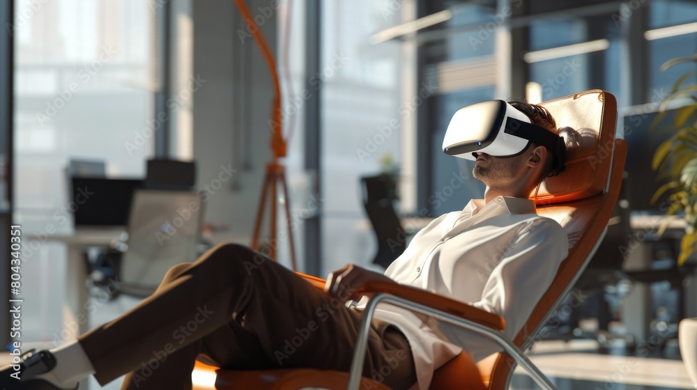 Obraz premium Realistic 3D visualization of an office space transformed into a mini gym