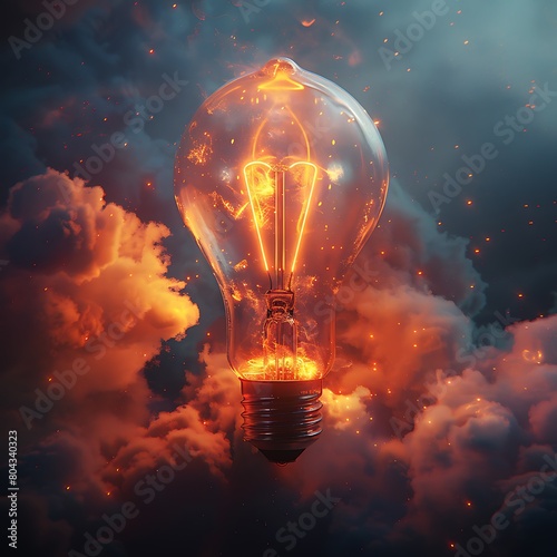 A lightbulb emerging from a cloud, symbolizing a new and groundbreaking idea