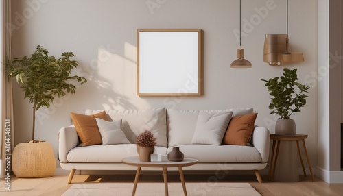 Living Room Elegance  Poster Mockup Perfect for Interior Decor