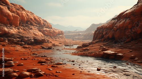 A river flowing through a canyon photo