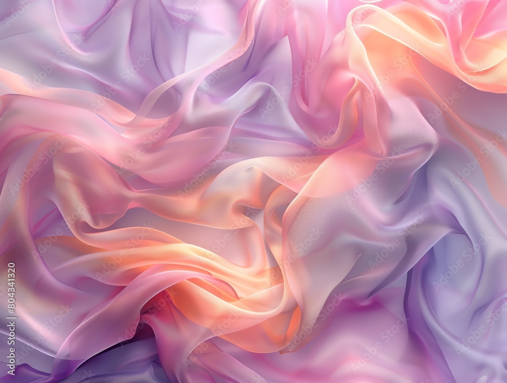 A background illustration, of a net satin fabric, silky texture, pastel colours, purple, orange and red, screensaver, graphic A background illustration, of a net satin fabric, silky texture, pastel colours, purple, orange and red, screensaver, graphic