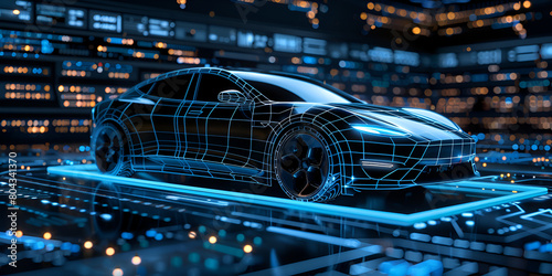 Smart futuristic car hologram HUD UI Abstract virtual graphic touch user interface © Tariq