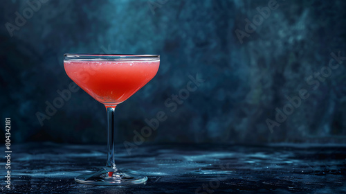 Glass of tasty daiquiri cocktail on dark background
