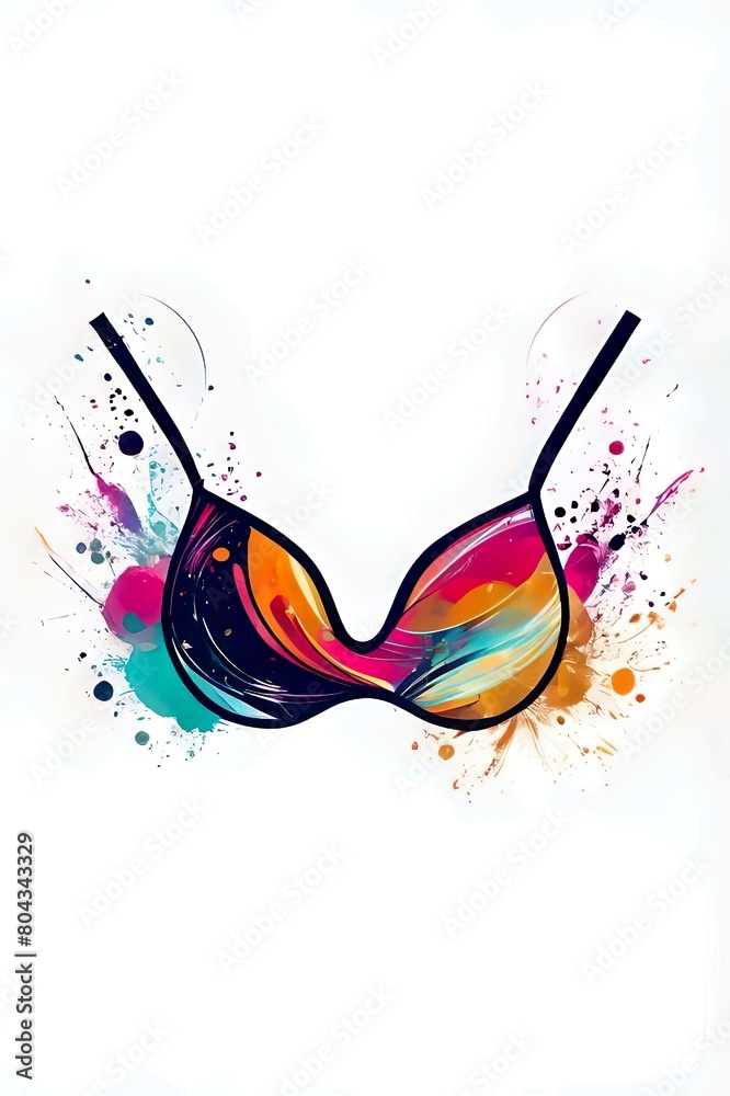 Abstract lifestyle banner design with bra and colorful splashing shapes Abstract lifestyle banner design with bra and colorful splashing shapes