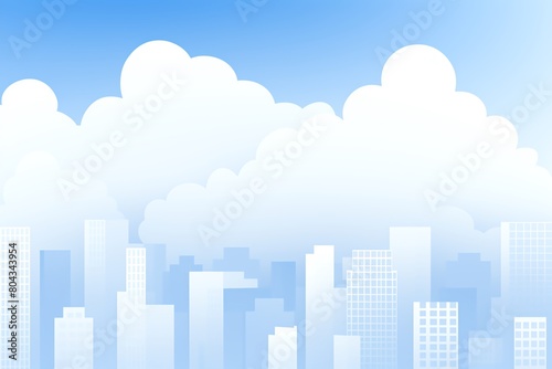 Blue sky and white clouds over a large city