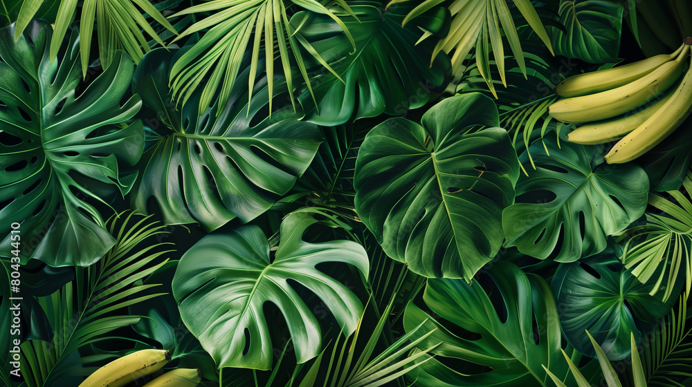 Lush Tropical Plants in Artistic Botanical photo. Generative AI.