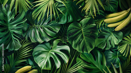 Lush Tropical Plants in Artistic Botanical photo. Generative AI.