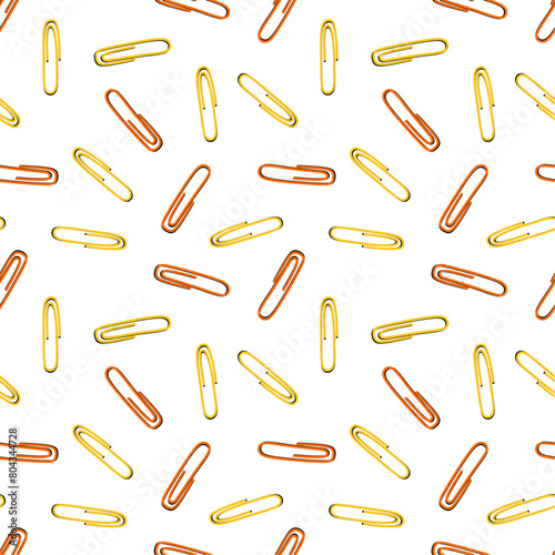 Seamless pattern of paper clips. 