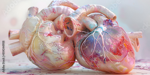 human heart functions and anatomy a 3D picture of two attached heart with plain background photo