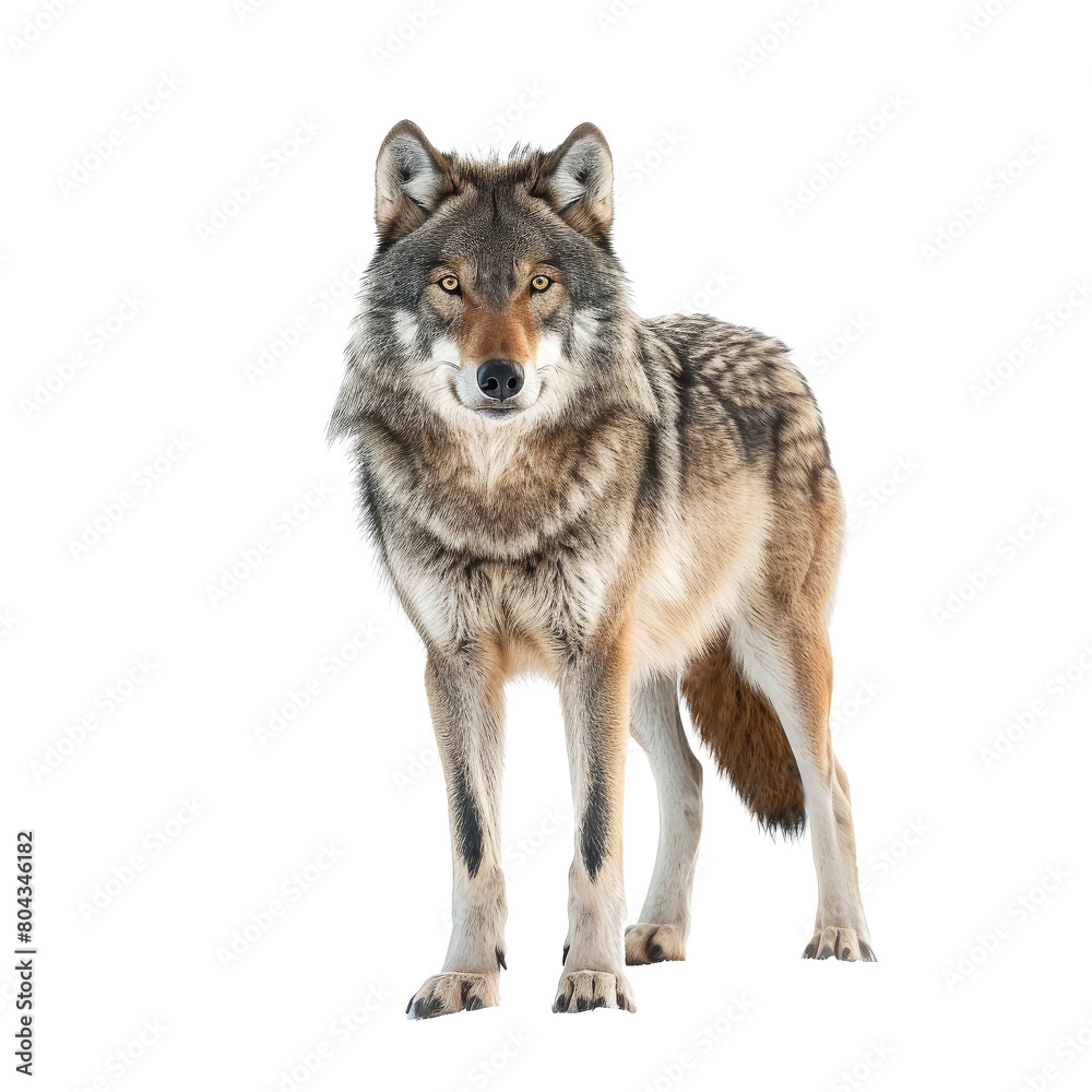Realistic Wolf Model Standing Isolated on transparent
