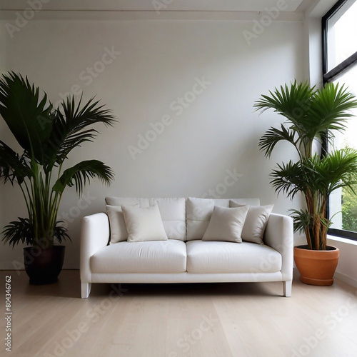 Luxury livingroom decoration or apartment interior design with houseplant, sofa, table, chair, holding light and furniture ai generative  © Desinger