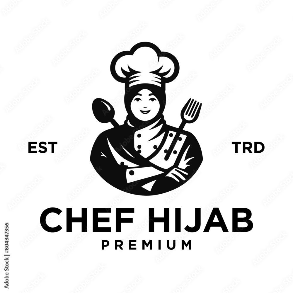 women chef muslim logo icon template women chef muslim logo icon template