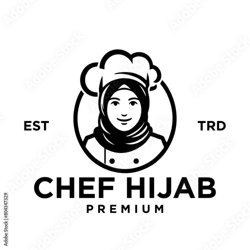 women chef muslim logo icon template