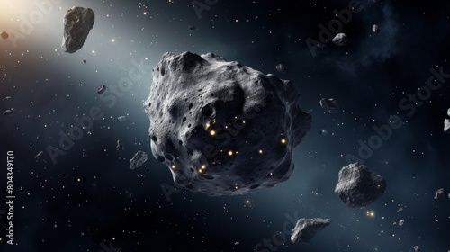 asteroids in space.