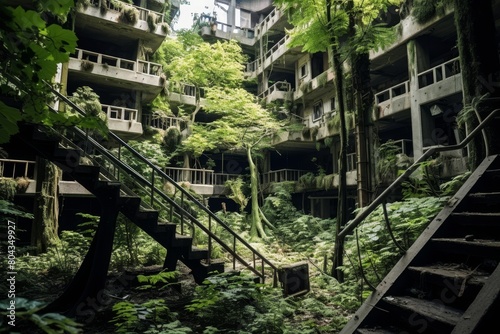 A Desolate Vision of the Future  Post-apocalyptic City Ruins Overgrown with Nature  Crumbling Buildings Echoing the Silence of Lost Civilizations