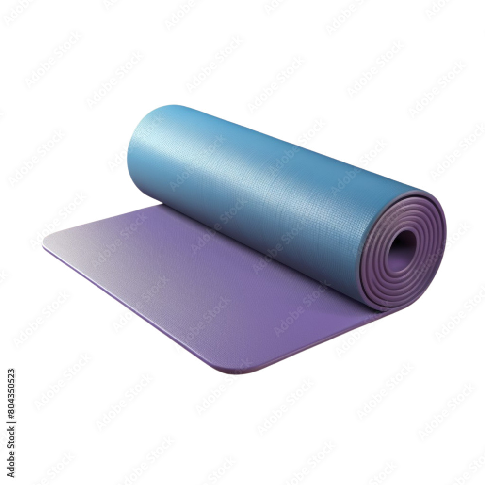 Green half rolled yoga mat on Isolated transparent background png. generated with AI Green half rolled yoga mat on Isolated transparent background png. generated with AI