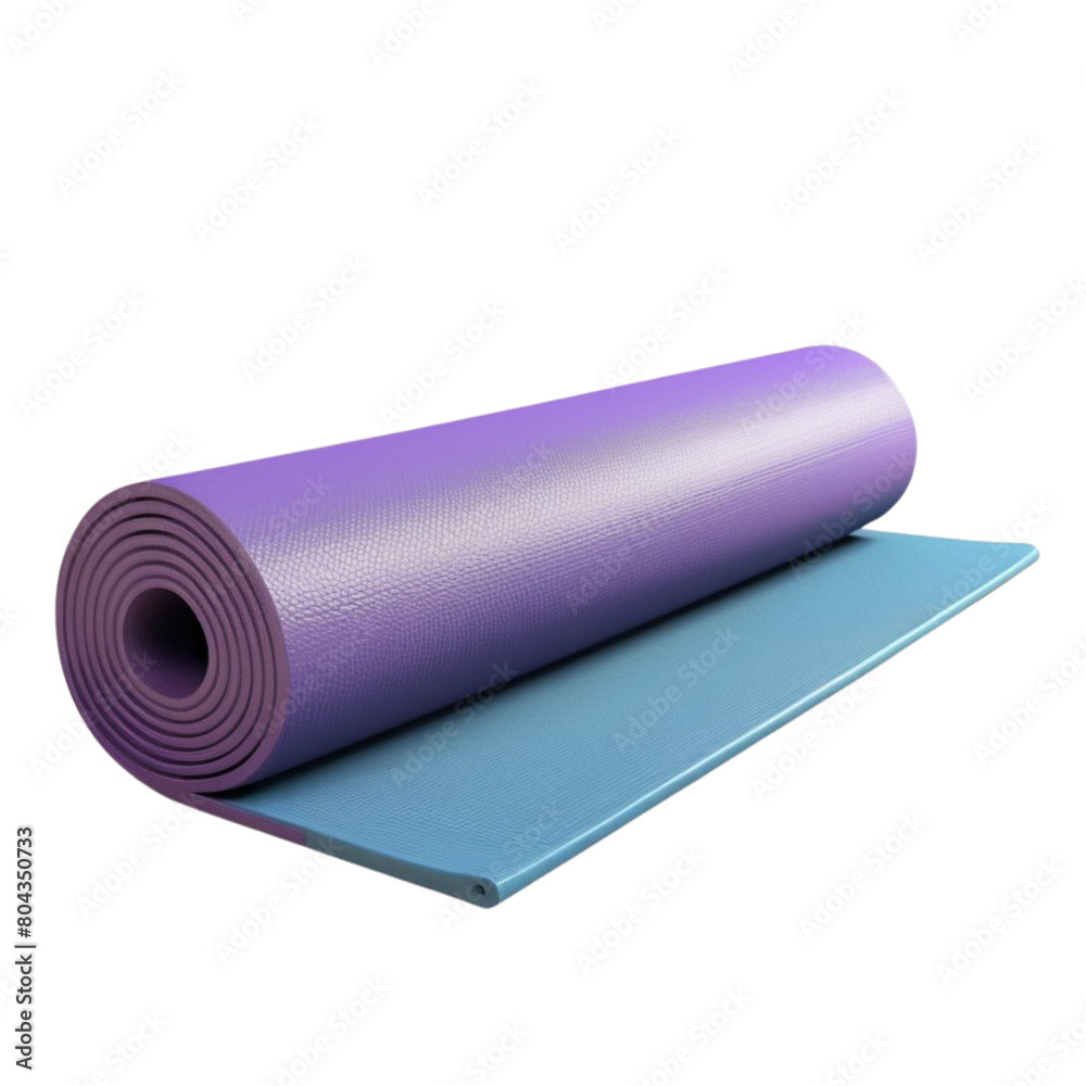 Green half rolled yoga mat on Isolated transparent background png. generated with AI Green half rolled yoga mat on Isolated transparent background png. generated with AI