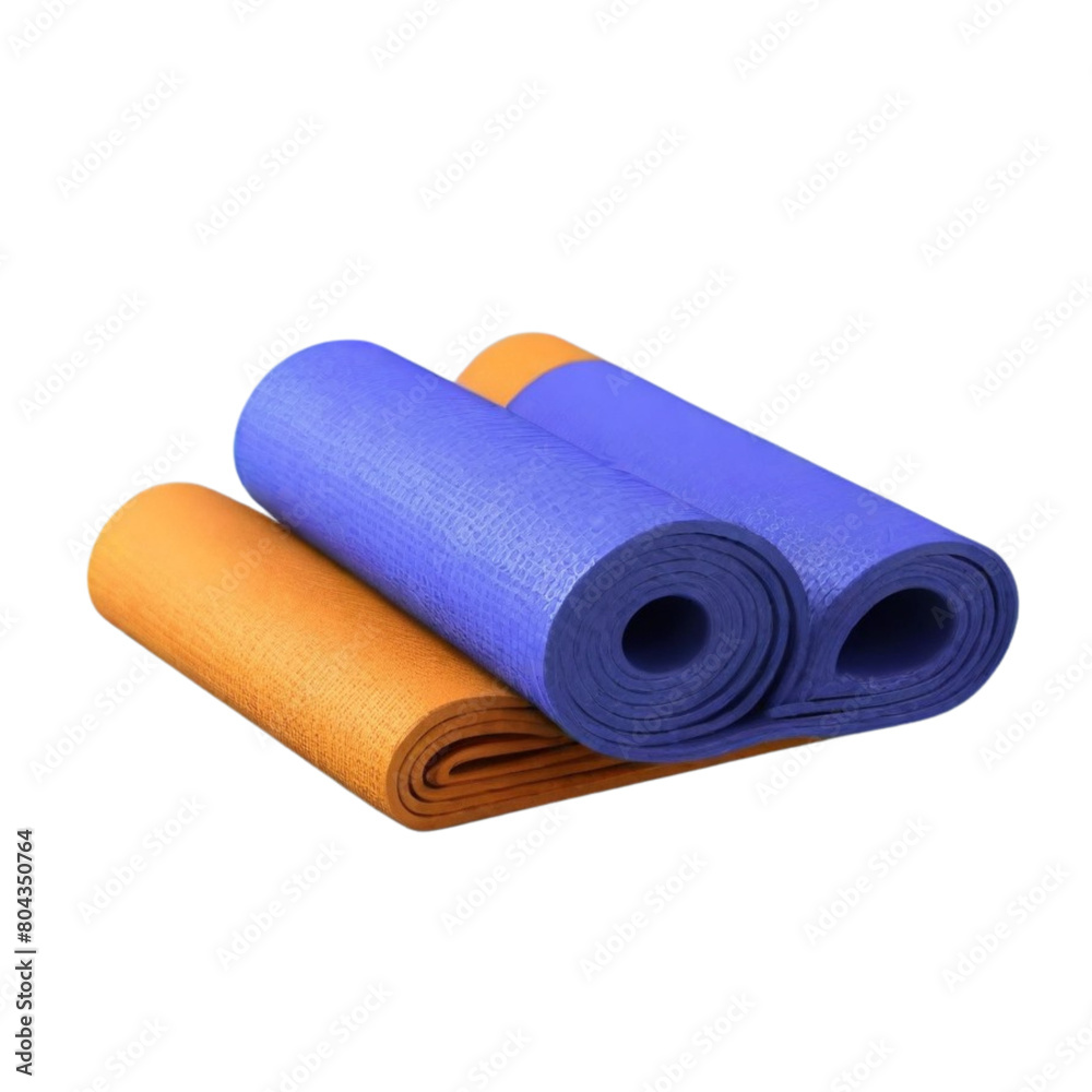 Green half rolled yoga mat on Isolated transparent background png. generated with AI Green half rolled yoga mat on Isolated transparent background png. generated with AI