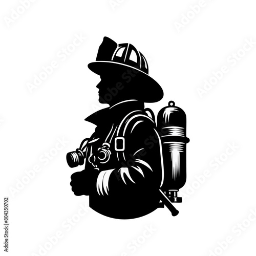 Fireman silhouette. Firefighter black icon on white background