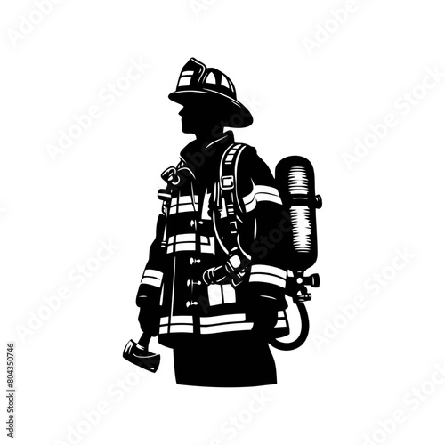 Fireman silhouette. Firefighter black icon on white background