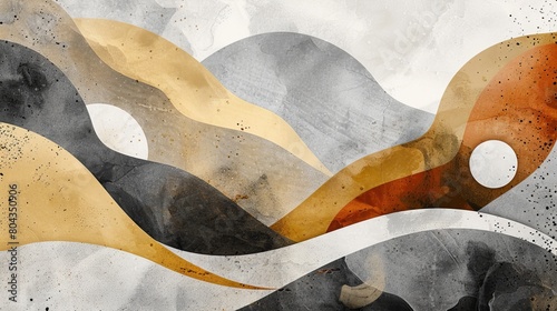AI generated illustration of Modern Abstract Art with Organic Waves in Earth Tones