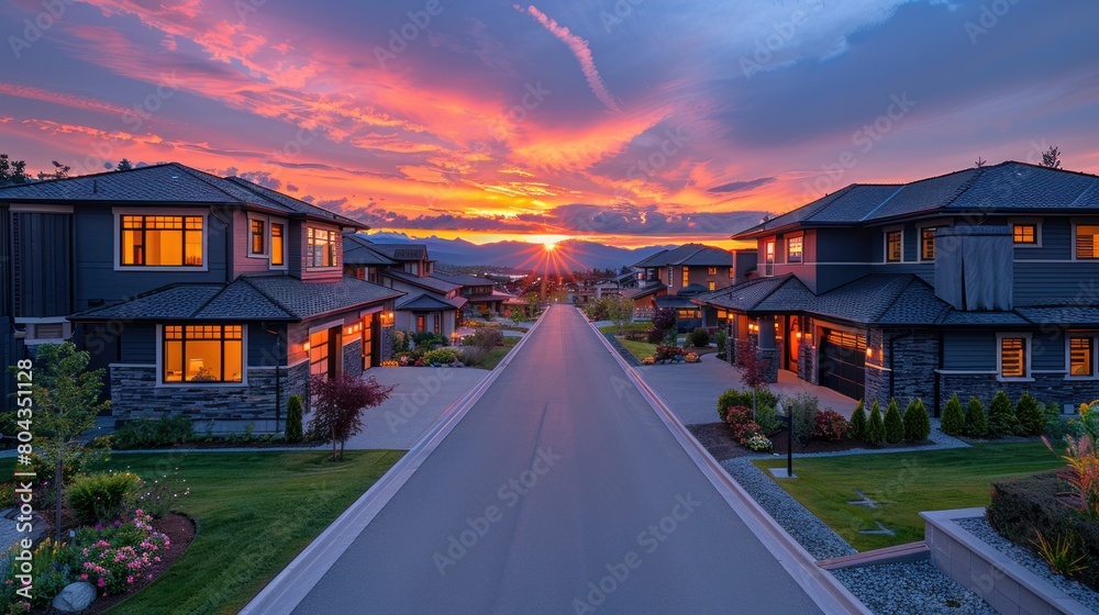 Residential areas with spacious houses and yards set back from the road provide space Residential areas with spacious houses and yards set back from the road provide space