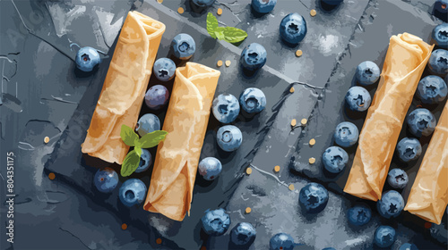 Board of wafer rolls with boiled condensed milk and backgroun photo