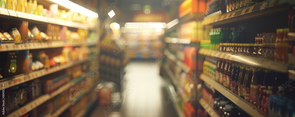 Blurry grocery store aisle