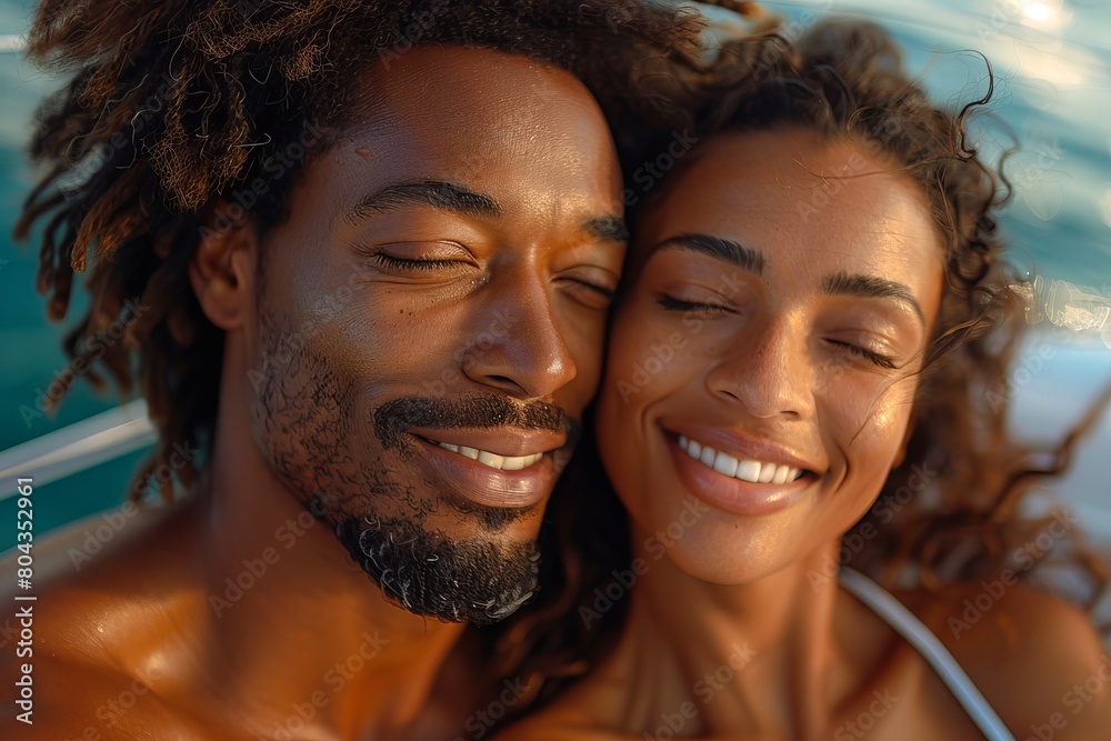 Affectionate couple with closed eyes enjoying a serene moment, subtly highlighting romance and bonding Affectionate couple with closed eyes enjoying a serene moment, subtly highlighting romance and bonding