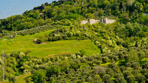Panorama delle caratteristiche le Balze di Volterra, sporgenze calcaree che caratterizzano il paesaggio nei dintorni di Volterra,provincia di Pisa,Toscana,Italia photo