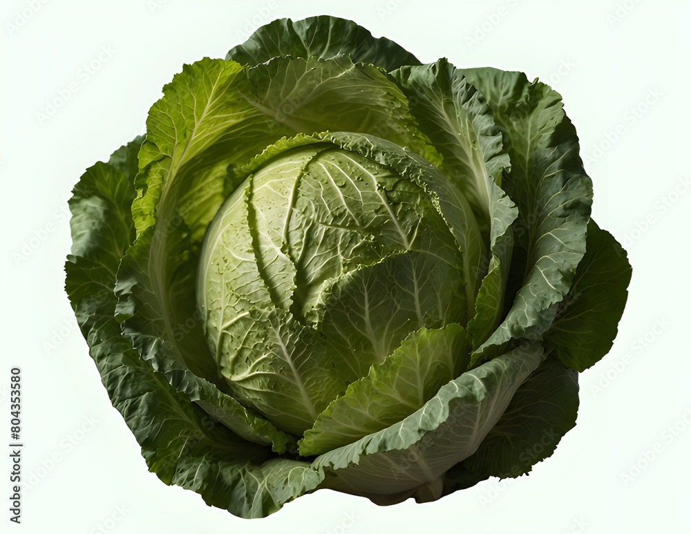 Fototapeta premium Green cabbage isolated on white background GeneratedAI,