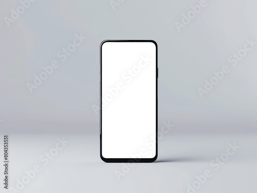 A smartphone with a blank screen displayed against a lightly shaded background, ideal for a mockup or branding concept. Generative AI