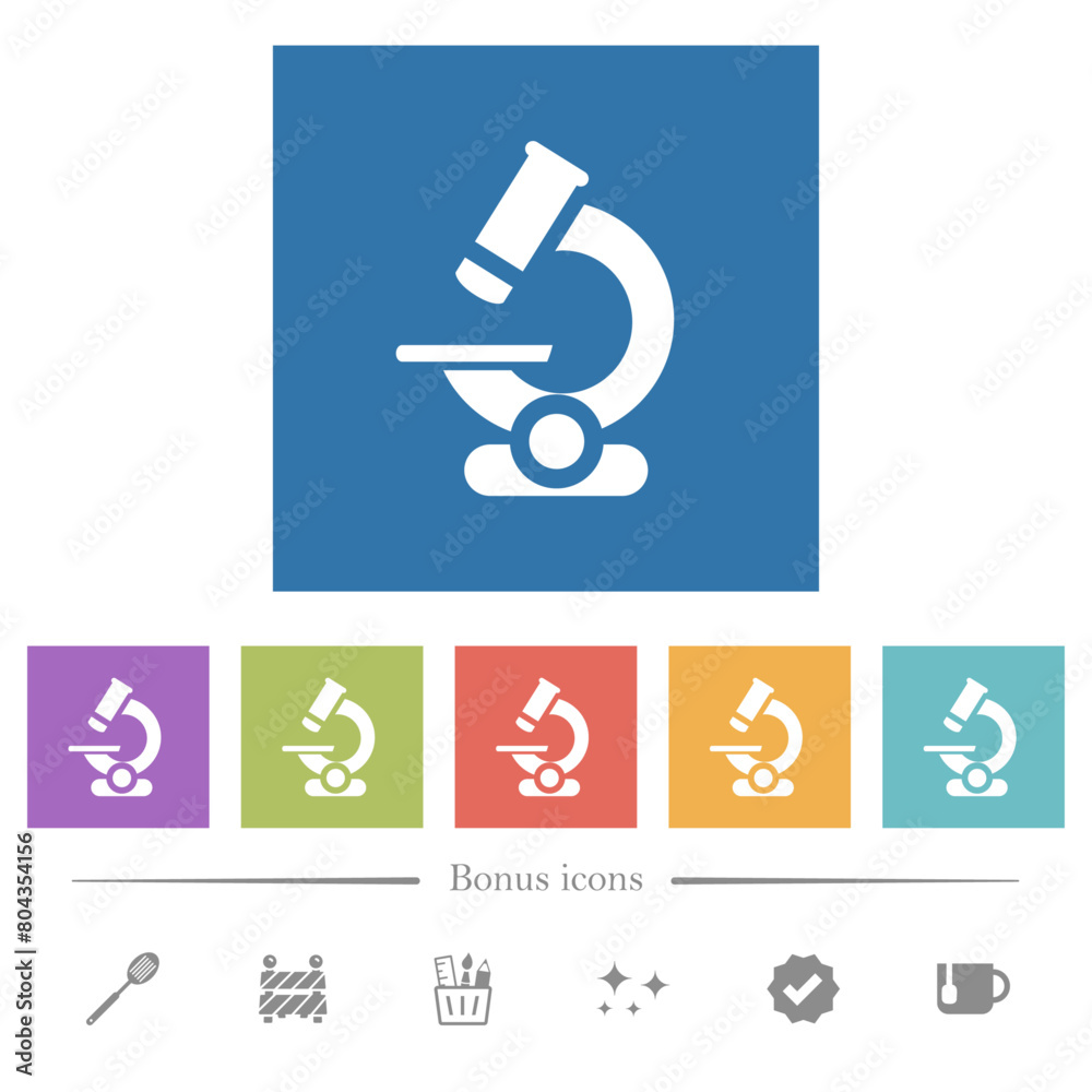 Microscope flat white icons in square backgrounds Microscope flat white icons in square backgrounds