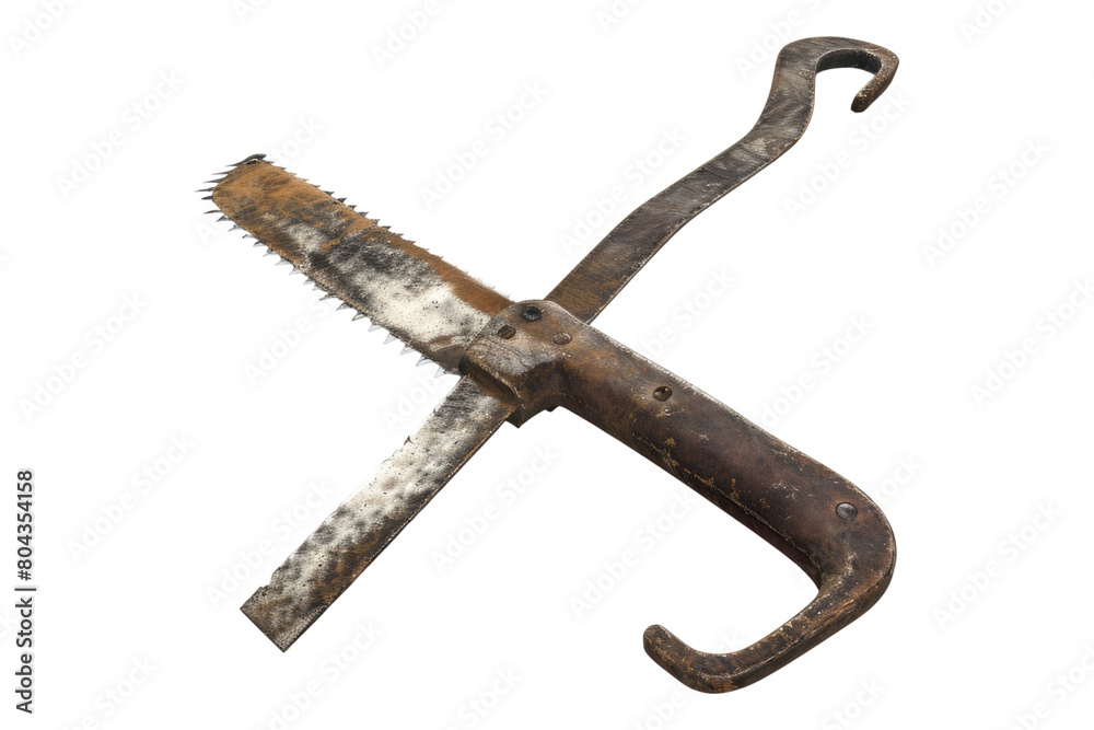 Obraz premium Old pruning saw isolated on transparent background