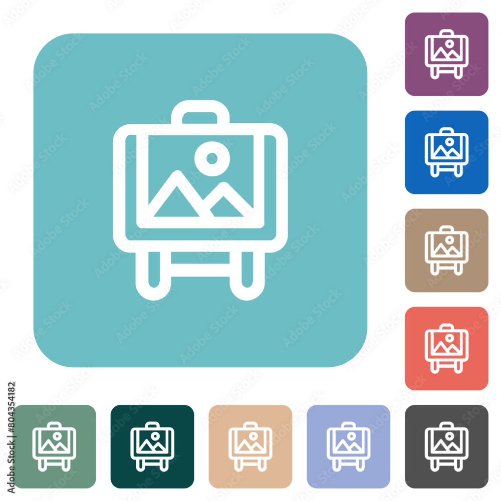 Painting art board outline rounded square flat icons Painting art board outline rounded square flat icons