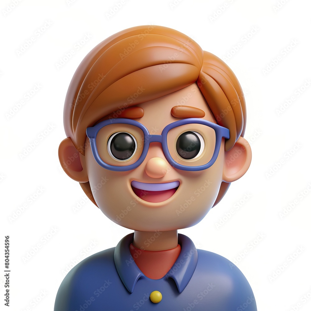 Happy Character Illustration with Glasses. Generative AI