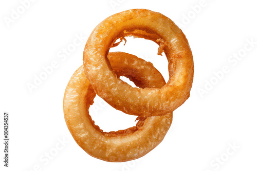 Crispy fried onion rings isolated on transparent background